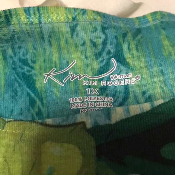 Size 1X green blue multi top by Kim Rogers - Picture 2 of 4
